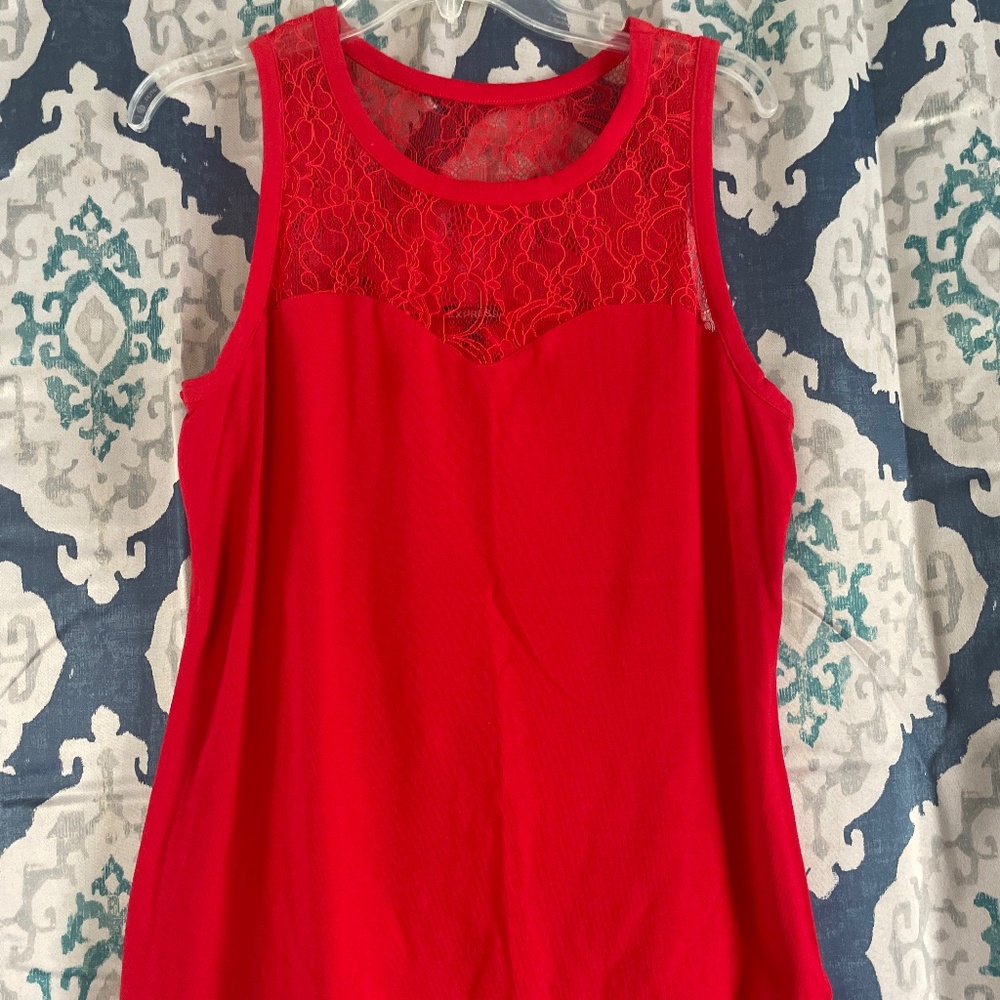 Express red lace tank top